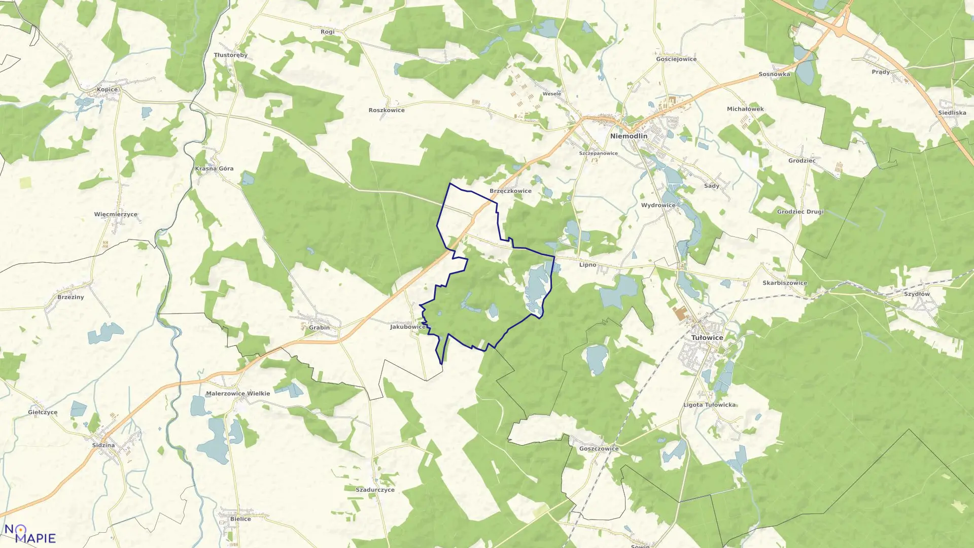 Mapa obrębu JACZOWICE w gminie Niemodlin