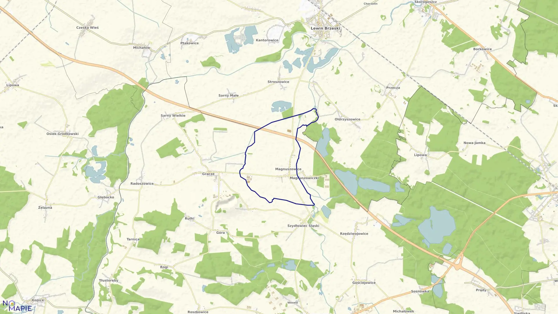 Mapa obrębu MAGNUSZOWICE w gminie Niemodlin